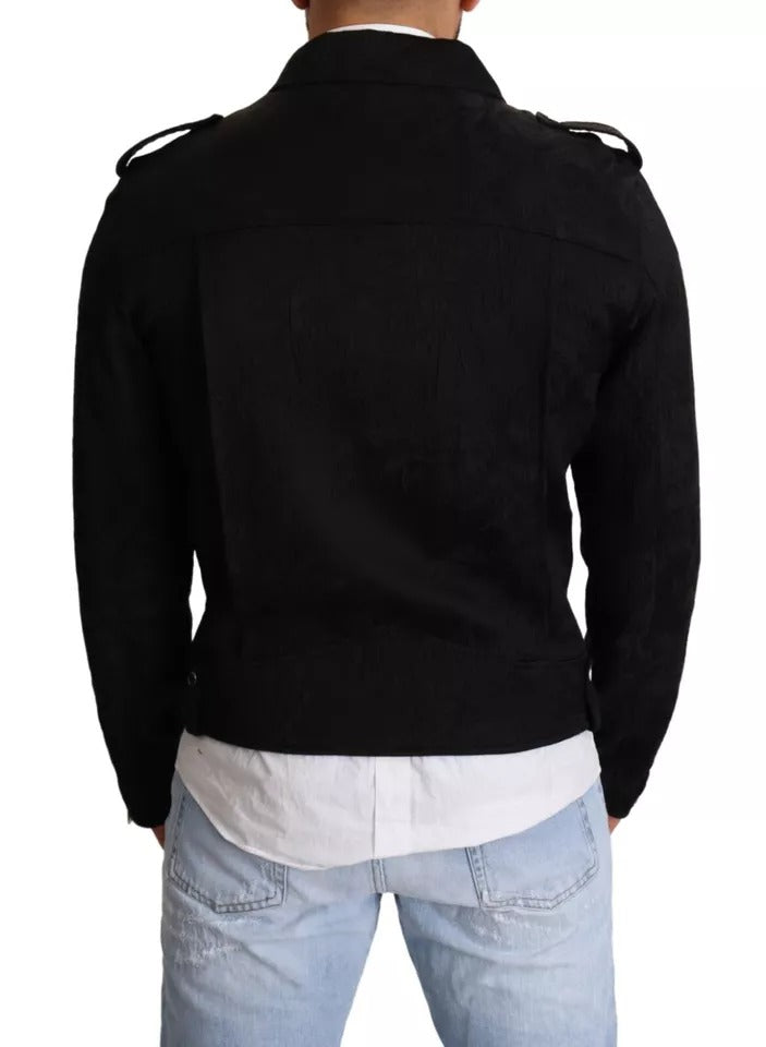 Dolce &amp; Gabbana Veste motard zippée en brocart noir