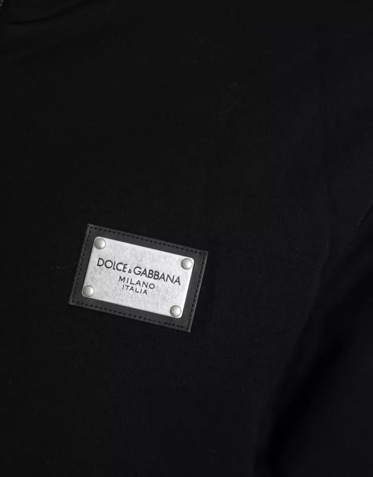 Dolce &amp; Gabbana Blouson aviateur à capuche en coton noir avec logo