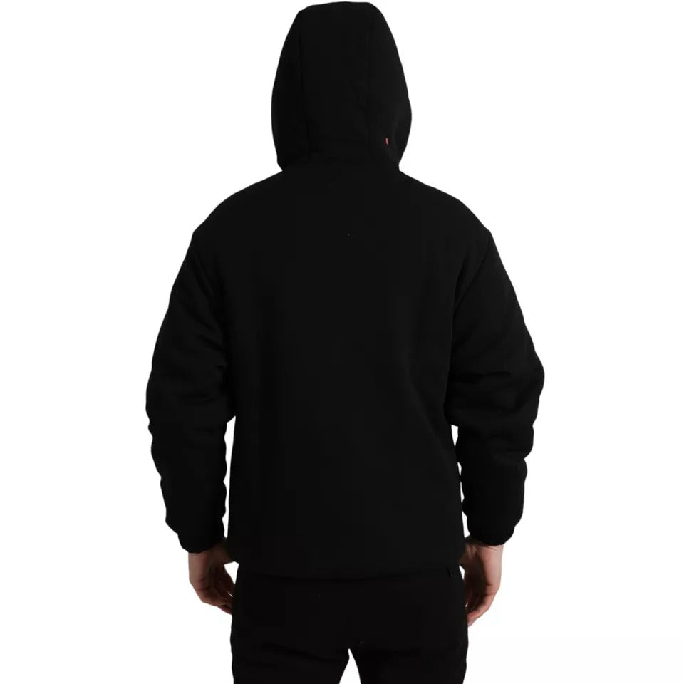 Dolce &amp; Gabbana Blouson aviateur à capuche en coton noir avec logo
