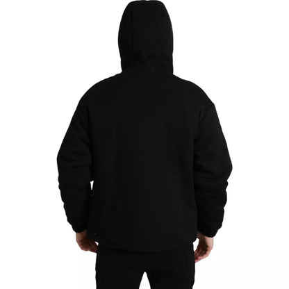 Dolce &amp; Gabbana Blouson aviateur à capuche en coton noir avec logo