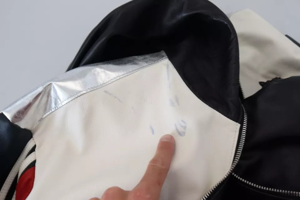 Dolce &amp; Gabbana - Blouson à capuche en cuir noir