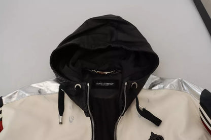 Dolce &amp; Gabbana - Blouson à capuche en cuir noir