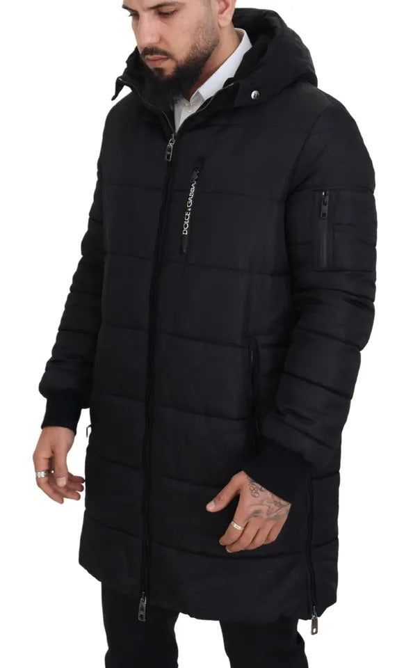 Dolce &amp; Gabbana Parka à capuche en nylon noir Veste d'hiver