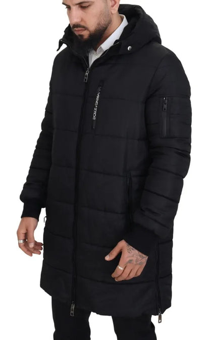 Dolce &amp; Gabbana Parka à capuche en nylon noir Veste d'hiver