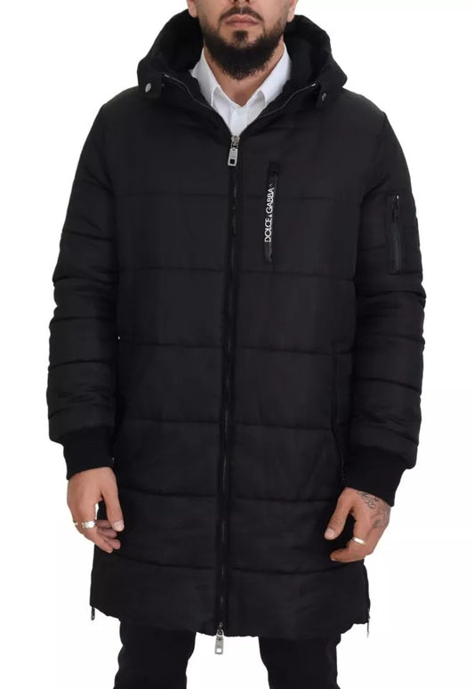 Dolce &amp; Gabbana Parka à capuche en nylon noir Veste d'hiver