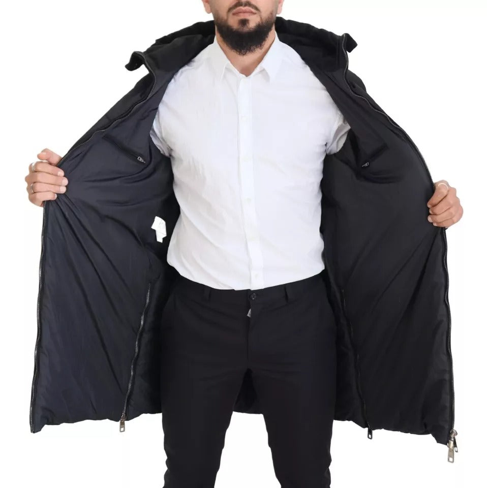 Dolce &amp; Gabbana Parka à capuche en nylon noir Veste d'hiver