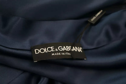 Veste-robe en satin de soie bleu Dolce &amp; Gabbana avec ceinture à la taille