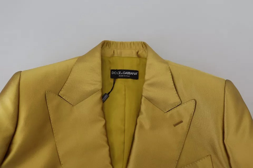 Dolce &amp; Gabbana Veste blazer à manches longues en satin doré