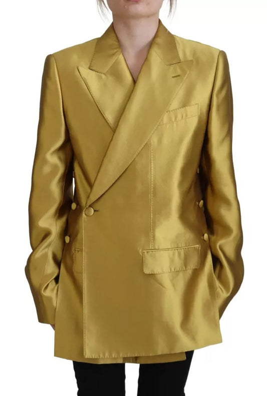 Dolce &amp; Gabbana Veste blazer à manches longues en satin doré