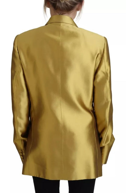 Dolce &amp; Gabbana Veste blazer à manches longues en satin doré