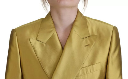 Dolce &amp; Gabbana Veste blazer à manches longues en satin doré