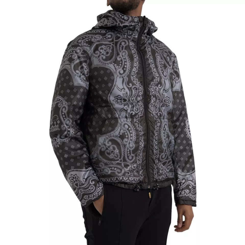 Dolce &amp; Gabbana Veste bomber à capuche et fermeture éclair intégrale Bandana grise