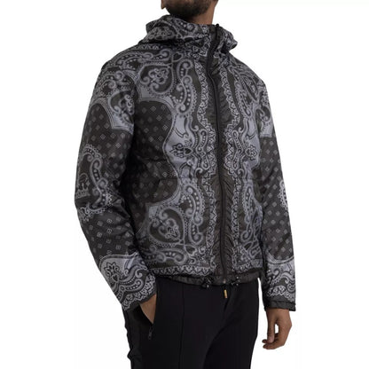 Dolce &amp; Gabbana Veste bomber à capuche et fermeture éclair intégrale Bandana grise