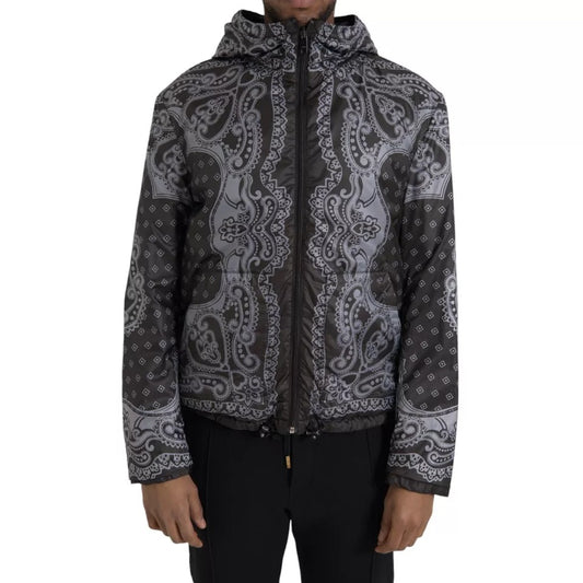 Dolce &amp; Gabbana Veste bomber à capuche et fermeture éclair intégrale Bandana grise