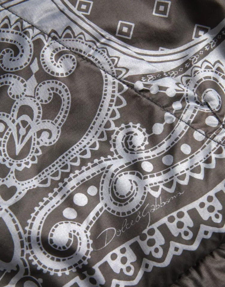 Dolce &amp; Gabbana Veste bomber à capuche et fermeture éclair intégrale Bandana grise
