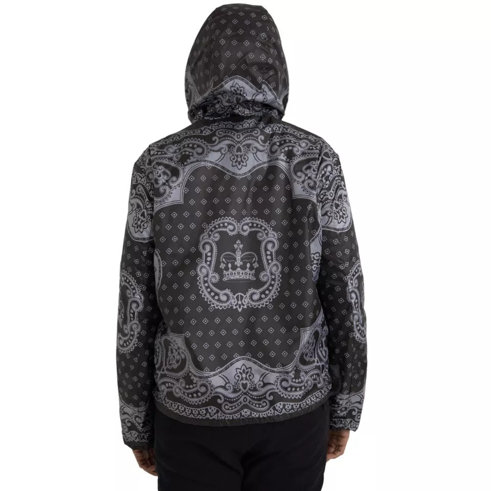 Dolce &amp; Gabbana Veste bomber à capuche et fermeture éclair intégrale Bandana grise