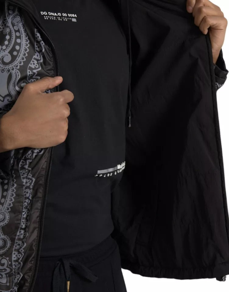 Dolce &amp; Gabbana Veste bomber à capuche et fermeture éclair intégrale Bandana grise