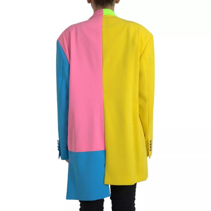 Dolce &amp; Gabbana Manteau à revers en pointe patchwork multicolore