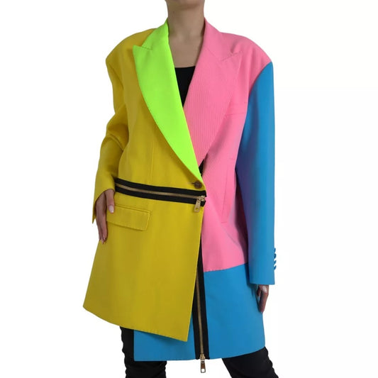 Dolce &amp; Gabbana Manteau à revers en pointe patchwork multicolore