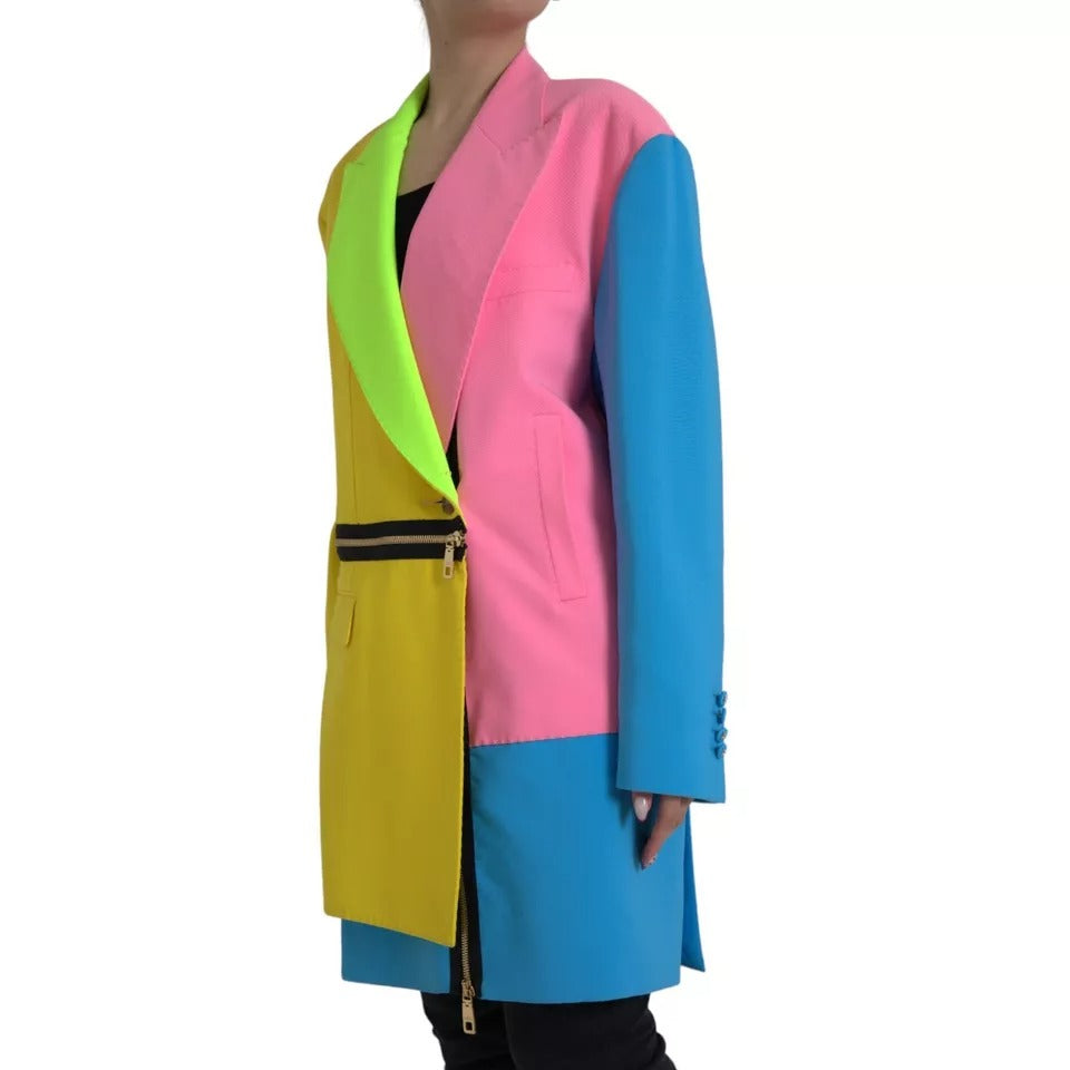 Dolce &amp; Gabbana Manteau à revers en pointe patchwork multicolore