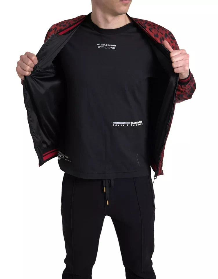 Dolce &amp; Gabbana Blouson court bomber léopard rouge