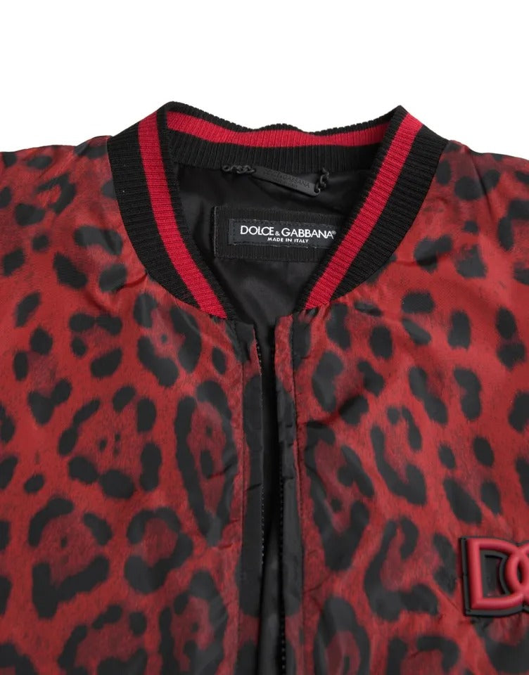 Dolce &amp; Gabbana Blouson court bomber léopard rouge