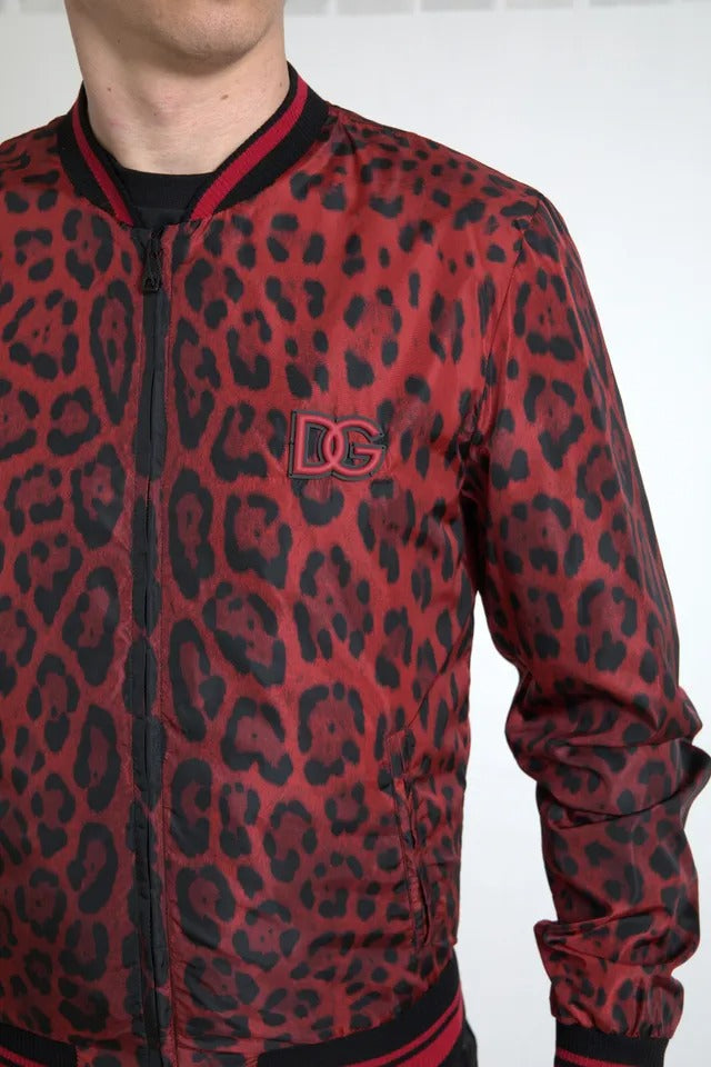 Dolce &amp; Gabbana Blouson court bomber léopard rouge