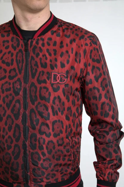 Dolce &amp; Gabbana Blouson court bomber léopard rouge