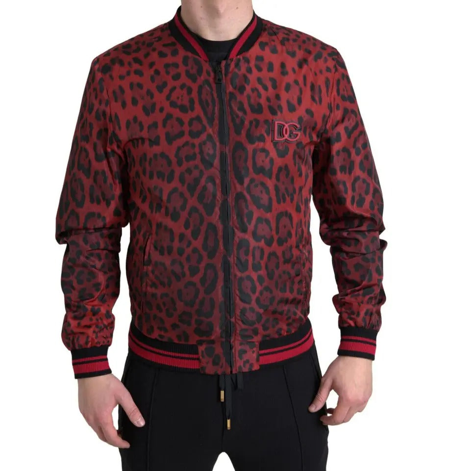 Dolce &amp; Gabbana Blouson court bomber léopard rouge