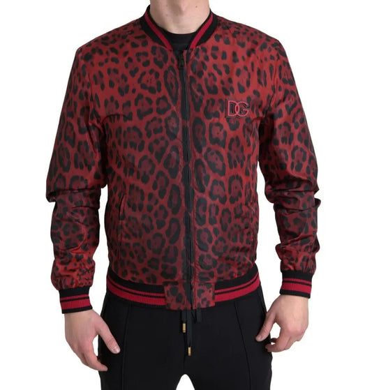 Dolce &amp; Gabbana Blouson court bomber léopard rouge