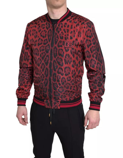 Dolce &amp; Gabbana Blouson court bomber léopard rouge