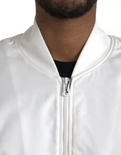 Dolce &amp; Gabbana Bomber blanc à manches longues et fermeture éclair intégrale