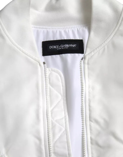 Dolce &amp; Gabbana Bomber blanc à manches longues et fermeture éclair intégrale