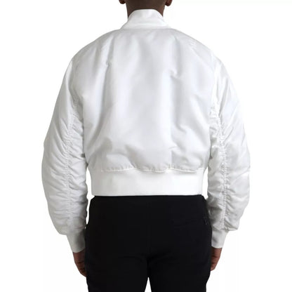 Dolce &amp; Gabbana Bomber blanc à manches longues et fermeture éclair intégrale