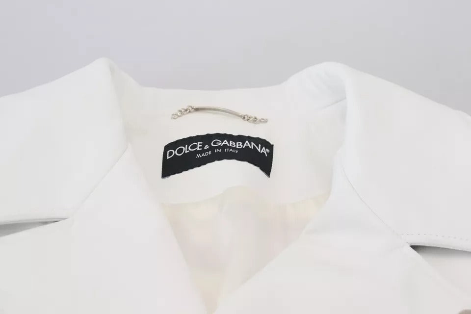 Dolce &amp; Gabbana Manteau de motard en cuir blanc Veste zippée
