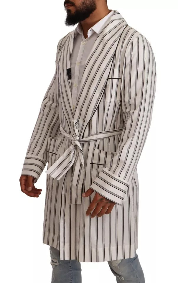 Dolce &amp; Gabbana - Manteau en coton à rayures blanches - Veste portefeuille