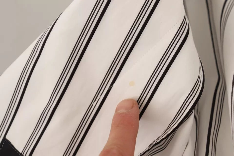 Dolce &amp; Gabbana - Manteau en coton à rayures blanches - Veste portefeuille
