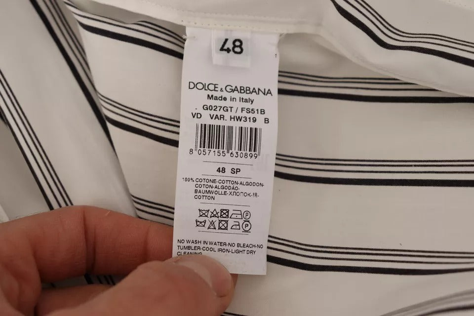 Dolce &amp; Gabbana - Manteau en coton à rayures blanches - Veste portefeuille