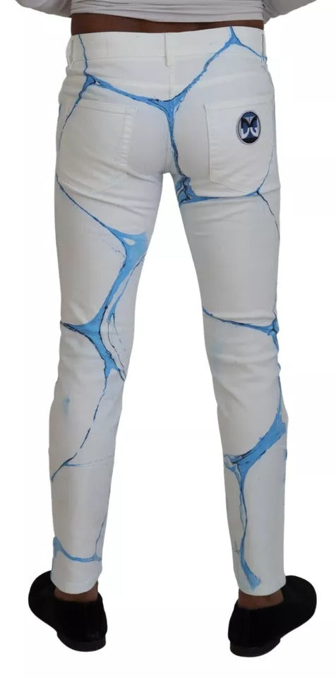 Dolce & Gabbana White Blue Cotton Skinny Denim Jeans by Dolce & Gabbana