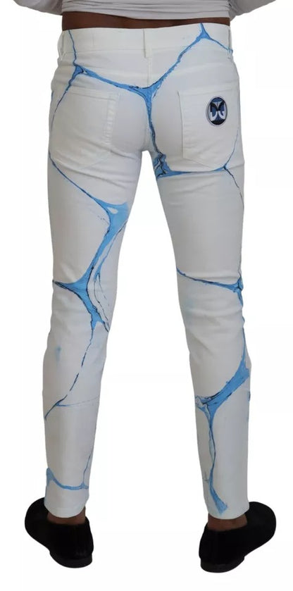 Dolce & Gabbana White Blue Cotton Skinny Denim Jeans by Dolce & Gabbana