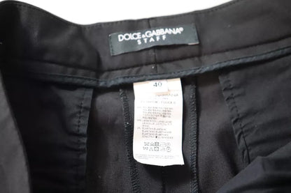 Dolce & Gabbana Black High Waist Tapered Trouser Pants by Dolce & Gabbana