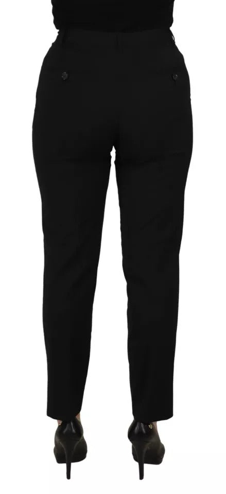 Dolce & Gabbana Black High Waist Tapered Trouser Pants by Dolce & Gabbana
