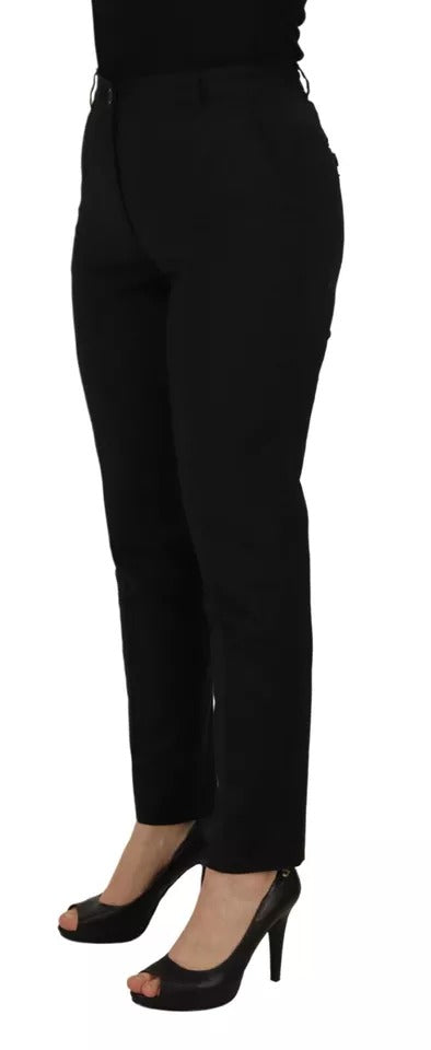 Dolce & Gabbana Black High Waist Tapered Trouser Pants by Dolce & Gabbana