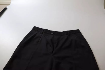Dolce & Gabbana Black High Waist Tapered Trouser Pants by Dolce & Gabbana