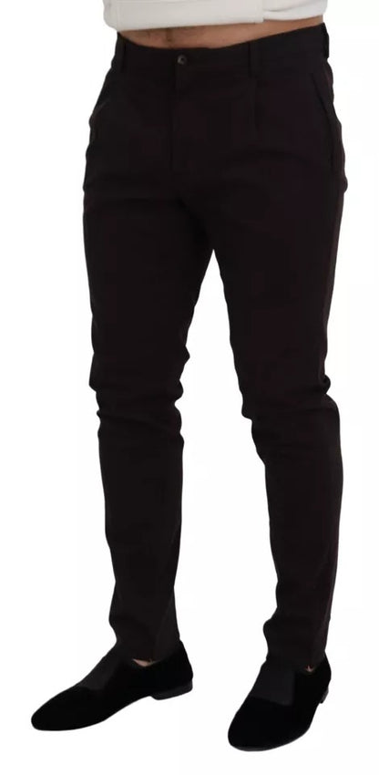 Dolce & Gabbana Brown Skinny Men Cotton Stretch Pants by Dolce & Gabbana