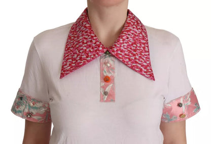 Dolce & Gabbana White Sartoria T-shirt Button Wide Collar Top by Dolce & Gabbana