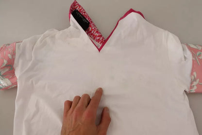 Dolce & Gabbana White Sartoria T-shirt Button Wide Collar Top by Dolce & Gabbana