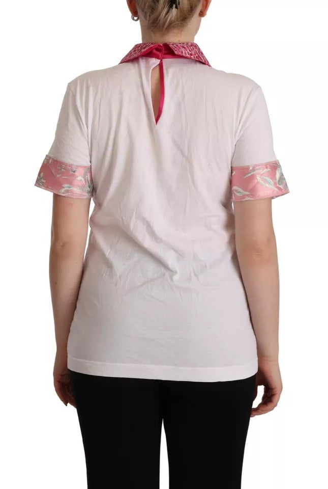 Dolce & Gabbana White Sartoria T-shirt Button Wide Collar Top by Dolce & Gabbana