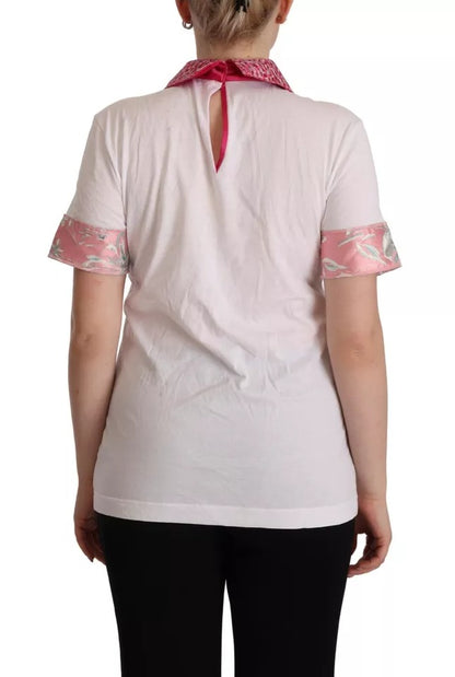 Dolce & Gabbana White Sartoria T-shirt Button Wide Collar Top by Dolce & Gabbana