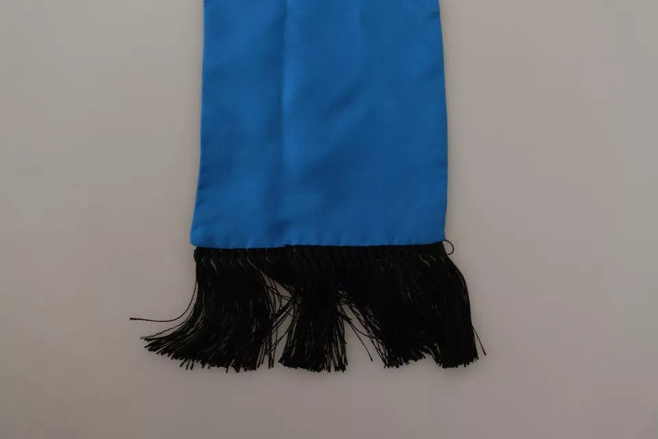 Dolce & Gabbana Royal Blue Scarf Neck Wrap Shawl Silk Scarf by Dolce & Gabbana
